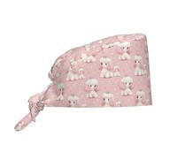 Cuffia chirurgica da infermiera, unisex, comoda, morbida, con stampa di barboncini kawaii, regolabile, con fascia per il sudore
