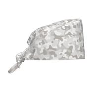 Cuffia chirurgica da infermiera, unisex, comoda, morbida, con stampa mimetica grigio chiaro, regolabile, con fascia per il sudore