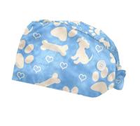 Cuffia chirurgica unisex con bottoni, 2 pezzi, per donne e uomini, sfondo blu, per cuccioli di osso, multicolore, Taglia unica