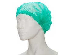 Cuffia con clip in tessuto non tessuto, 100 pezzi, verde, taglia L, diametro 52 cm, confezione da 100 pezzi