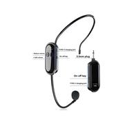 Cuffia con Microfono Wireless 2.4G A Lungo Raggio, Microfono Portatile e Indossabile Sulla Testa, Doppia Modalità per L'Insegnamento, Istruttori di