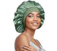 Cuffia da 22 momme in 100% vera seta di gelso, per donne che dormono, grande cuffia per la cura dei capelli lunghi e ricci, a doppio strato in seta con morbida fascia elastica, cuffia per dormire