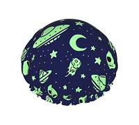 Cuffia da a Alien Moon Ufo Cuffia da Bagno Riutilizzabile per Donna Capelli Lunghi, Doppio Strato Impermeabile Cappello da a Protezione per Capelli per Bambini Ragazze Donne, 1 Confezione