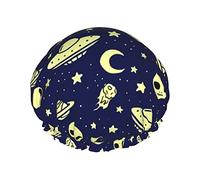 Cuffia da a Alien Moon Ufo Cuffia da Bagno Riutilizzabile per Donna Capelli Lunghi, Doppio Strato Impermeabile Cappello da a Protezione per Capelli per Bambini Ragazze Donne, 1 Confezione