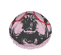 Cuffia da a Bulldog,Divertente Ritratto di Bulldog Inglese con Occhiali Rossi Cuffie da Bagno Impermeabili a Doppio Strato Perfette per Tutte Le Lunghezze E Gli Spessori Dei Capelli