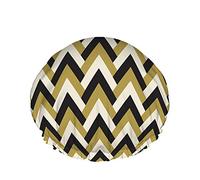 Cuffia da a Chevron,motivo vintage Chevron di angoli in stile Art Déco Gole e cuffie da bagno impermeabili nere a doppio strato perfette per tutte le lunghezze e gli spessori dei capelli