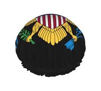 Cuffia da a con bandiera delle Isole Vergini americane per donna, doppia cuffia impermeabile per capelli, divertente cuffia da bagno riutilizzabile