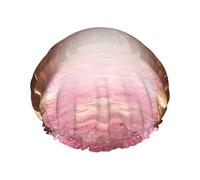 Cuffia da a con cuffia da bagno elastica riutilizzabile per donna Cuffia per capelli impermeabile morbida a doppio strato Tunnel romantico di alberi di fiori rosa Cuffie da a per capelli lunghi cort