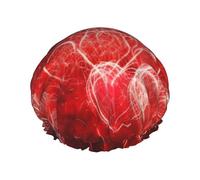 Cuffia da a con cuffia da bagno elastica riutilizzabile per donna Cuffia per capelli impermeabile morbida a doppio strato Cuori rossi Fuochi d'artificio Cuffie da a per capelli lunghi corti e ricci