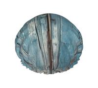 Cuffia da a con cuffia da bagno elastica riutilizzabile per donna Cuffia per capelli impermeabile morbida a doppio strato Cuffie da a in legno blu vintage per capelli lunghi corti e ricci