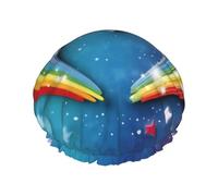 Cuffia da a con cuffia da bagno elastica riutilizzabile per donna Cuffia per capelli morbida impermeabile a doppio strato Cuffie da a con stella arcobaleno e cuore d'amore per capelli lunghi corti e