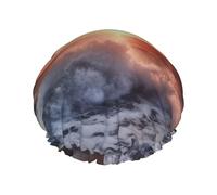 Cuffia da a con cuffia da bagno elastica riutilizzabile per donna Cuffia per capelli morbida impermeabile a doppio strato Cuffia per capelli spray marino e cuffia da a Sunrise per capelli lunghi cor