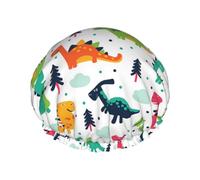 Cuffia da a con dinosauri colorati con cuffia da a elasticizzata e impermeabile riutilizzabile a doppio strato, cuffie per uomo, donna e donna.