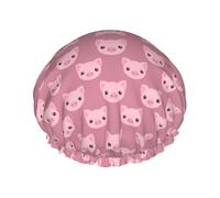 Cuffia da a con faccia di maiale rosa, riutilizzabile, impermeabile, a doppio strato, elastica, per capelli di tutte le lunghezze