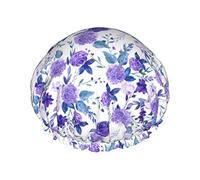 Cuffia da a con fiore viola per donna, cuffia da a riutilizzabile impermeabile per capelli Cuffia da bagno Turbante Cuffia da a per ragazze