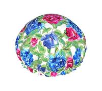 Cuffia da a con fiori di rosa rossa blu per donna, Cuffia per capelli da a riutilizzabile impermeabile Cuffia da a per turbante Cuffia da a per ragazze