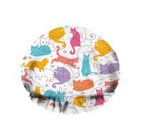 Cuffia da a con gatti colorati, diverse sagome luminose di gatti in stile doodle, protezione ambientale, cuffie da bagno per capelli per donne, riutilizzabili e impermeabili