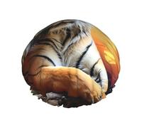 Cuffia da a con motivo tigre colorata al tramonto, per donna, riutilizzabile, impermeabile, a doppio strato, grande, lavabile, con elastico, per capelli da bagno, trecce, uomo