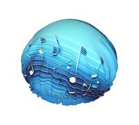 Cuffia da a con note musicali blu cielo, cuffia da notte cuffia da bagno elastica impermeabile a doppio strato cuffia da bagno riutilizzabile
