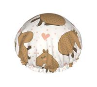 Cuffia da a con simpatico capibara e cuore, design a doppio strato, riutilizzabile, impermeabile, comoda ed elegante
