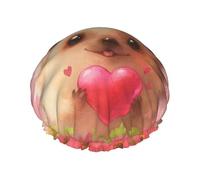 Cuffia da a con simpatico riccio che tiene in mano un cuore, design a doppio strato, riutilizzabile, impermeabile, comoda ed elegante