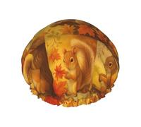 Cuffia da a con simpatico scoiattolo in autunno, design a doppio strato, riutilizzabile, impermeabile, comoda ed elegante