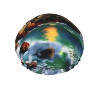 Cuffia da a con stampa a diamante e faro, cuffie da a per capelli lunghi da donna, cuffia da a impermeabile a doppio strato