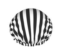 Cuffia da a con stampa a righe bianche e nere, con elastico e riutilizzabile per capelli lunghi e corti, DoubleHair Cap