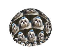 Cuffia da a con stampa cane Shih Tzu Cuffia da bagno impermeabile a doppio strato Cappello da a riutilizzabile elastico per salone spa da donna