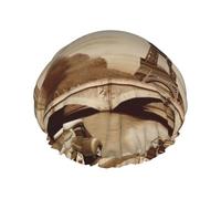 Cuffia da a con stampa cartolina vintage di Parigi per donna, cuffia da bagno impermeabile a doppio strato, cuffie da bagno riutilizzabili, protezione elastica per capelli, cuffia da a per d