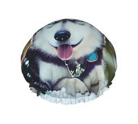 Cuffia da a con stampa di cane Husky, con elastico e riutilizzabile per lunghi e corti, cuffia DoubleHair