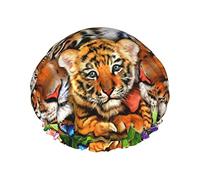 Cuffia da a con stampa di cuccioli di tigri della giungla Cuffia da a elastica riutilizzabile da donna Cuffia per capelli da bagno Cuffia da a impermeabile a doppio strato, per salone