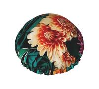 Cuffia da a con stampa di fiori meravigliosi per donna Cuffia da bagno impermeabile a doppio strato Cappello da a riutilizzabile elastico Cappello da bagno di protezione per capelli per spa Salon Ba