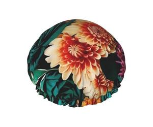 Cuffia da a con stampa di fiori meravigliosi per donna Cuffia da bagno impermeabile a doppio strato Cappello da a riutilizzabile elastico Cappello da bagno di protezione per capelli per spa Salon Ba