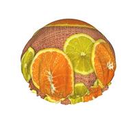 Cuffia da a con stampa di limoni e arance Cuffia da a elastica riutilizzabile da donna Cuffia da bagno impermeabile a doppio strato, per salone spa da donna