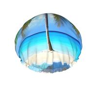 Cuffia da a con stampa di palme e mare limpido, cuffie da a per capelli lunghi da donna, cuffia da a impermeabile a doppio strato