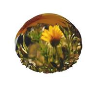 Cuffia da a con stampa fiore giallo sotto il sole per donna Cuffia da bagno impermeabile a doppio strato Elastico riutilizzabile Cappello da a Protezione per capelli Cappello da bagno per spa Salon