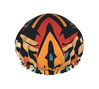 Cuffia da a con stampa modello etnico bohémien per donna Cuffia da bagno impermeabile a doppio strato Elastico riutilizzabile Cappello da a Protezione per capelli Cappello da bagno per spa Salon Bat
