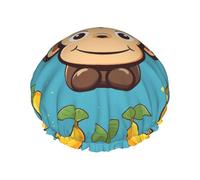 Cuffia da a con stampa modello scimmia e banana per donna Cuffia da bagno impermeabile a doppio strato Cappello da a elastico riutilizzabile Protezione per capelli Cappello da bagno per spa Salon Ba