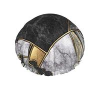 Cuffia da a con stampa oro in marmo nero per donna Cuffia da a riutilizzabile in tessuto a doppio strato Cuffia per capelli da ragazza