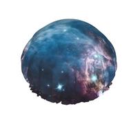 Cuffia da a con stampa Universo, Galassia e Spazio per donna, a doppio strato, impermeabile, riutilizzabile, elastica, per la protezione dei capelli, per spa, salone di bellezza e bagno