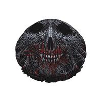 Cuffia da a con teschio Halloween Voodoo Scheletro Black Blood Horror Skulls Cuffia da bagno grande per donna Uomo Ragazza Capelli lunghi Cappelli riutilizzabili impermeabili