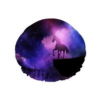 Cuffia da a con unicorno misterioso, doppia cuffia da bagno impermeabile, sagoma di unicorno contro un cielo notturno spaziale per donna, hotel, viaggi, cucina e lavoro