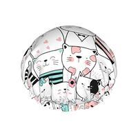 Cuffia da a,Cuffia da a da Bagno Riutilizzabile Bianca Simpatico Gatto per Capelli Lunghi da Donna,Cuffia da a Impermeabile a Doppio Strato Protezione per Capelli per Bambini Ragazze Do