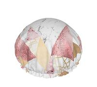 Cuffia da a, Cuffia da bagno doppia impermeabile in marmo grigio oro rosa e rosa, Cuffia da a elastica riutilizzabile, Cuffia da bagno Cuffia da notte