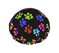 Cuffia da a Cuffia da Bagno Riutilizzabile con Impronta di di Cane per Donna Capelli Lunghi, Doppio Strato Impermeabile Cappello da Bagno per a Proteggi Capelli per Bambini Ragazze D