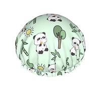 Cuffia da a Cute Cartoon Pandas Cuffia da bagno Cuffia per capelli impermeabile Cuffia da a leggera a doppio strato per donna Uomo Bambini Adolescenti