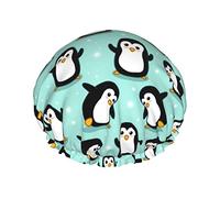 Cuffia da a Cute Penguin Cuffia da bagno riutilizzabile per donna Capelli lunghi Doppio strato Impermeabile Cappello da a Protezione per capelli Per ragazze Donna 1 confezione