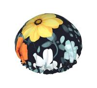 Cuffia da a da donna a doppio strato con bellissimi fiori colorati, riutilizzabile, di grandi dimensioni, adatta a tutte le lunghezze di capelli, adatta per ragazze, spa e uso domestico nei saloni di