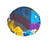 Cuffia da a da donna a doppio strato con mattoncini colorati, riutilizzabile, di grandi dimensioni, adatta a tutte le lunghezze di capelli, adatta per ragazze, spa e saloni di bellezza a casa.